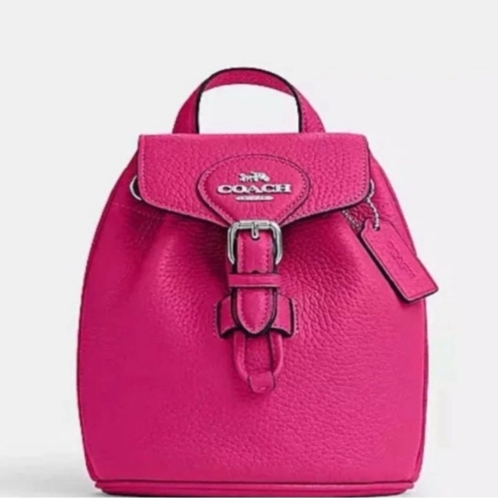 NWT Coach Fushia Pink Amelia Convertible Leather Backpack Barbiecore
